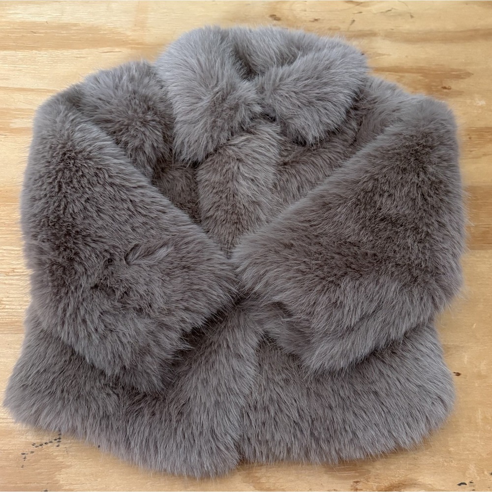 New Gap Toddler Girls Faux Fur Jacket 4T Taupe Snap Button